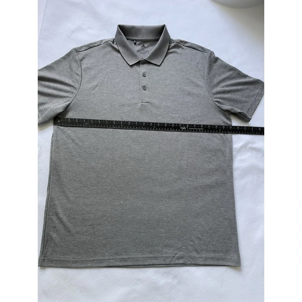 Adidas,Men's Gray Short Sleeve,Stretch/Comfort Performance,Polo Shirt,Size XL